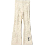 Pantalone in Lana Intrecciata a Zampa Pinko Kids: Eleganza Bianco Crema con Maglia a Trecce e Dettagli Chic