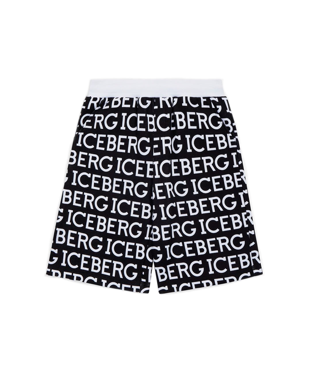 Iceberg Kids Bermuda in Felpa Nero con Logo All-over per Bambini