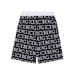 Iceberg Kids Bermuda in Felpa Nero con Logo All-over per Bambini
