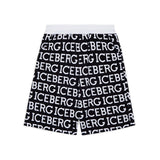 Iceberg Kids Bermuda in Felpa Nero con Logo All-over per Bambini