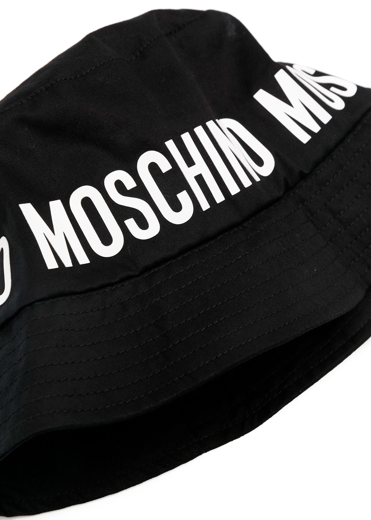 Moschino Kids Cappello Bucket Nero con Stampa Logo