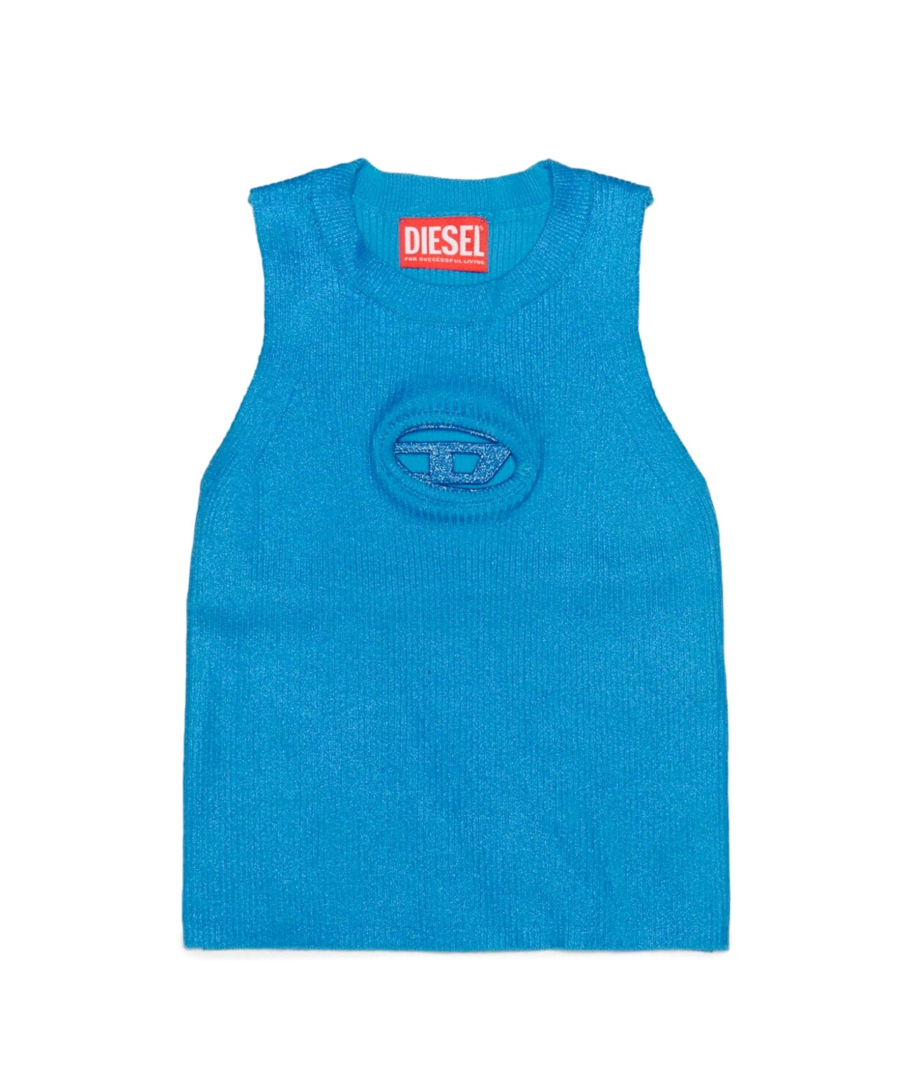 Diesel Kids Canotta in Cotone Metallizzato con placca Oval D