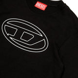 Diesel Kids T-shirt Nera con Logo Oval D
