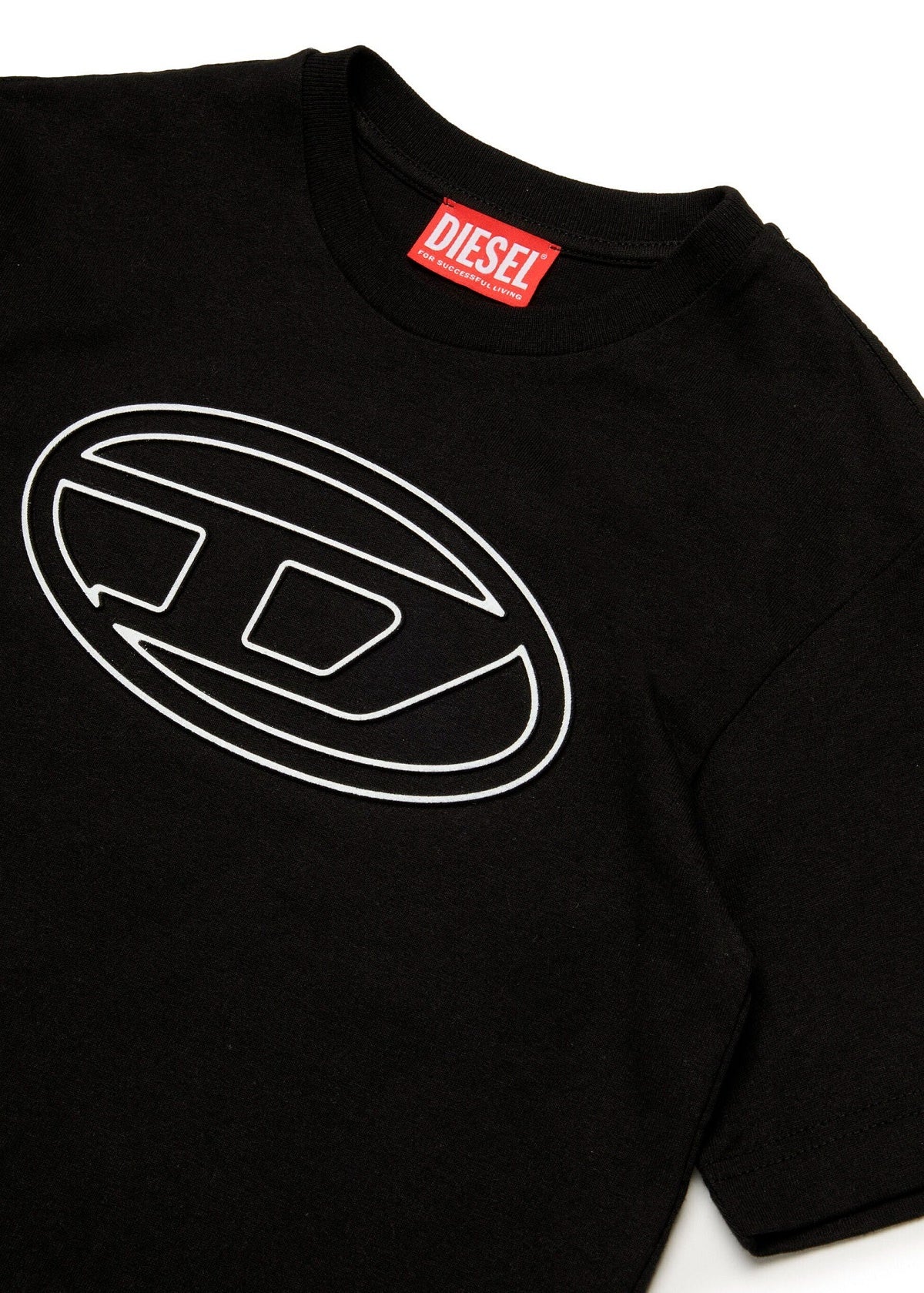 Diesel Kids T-shirt Nera con Logo Oval D