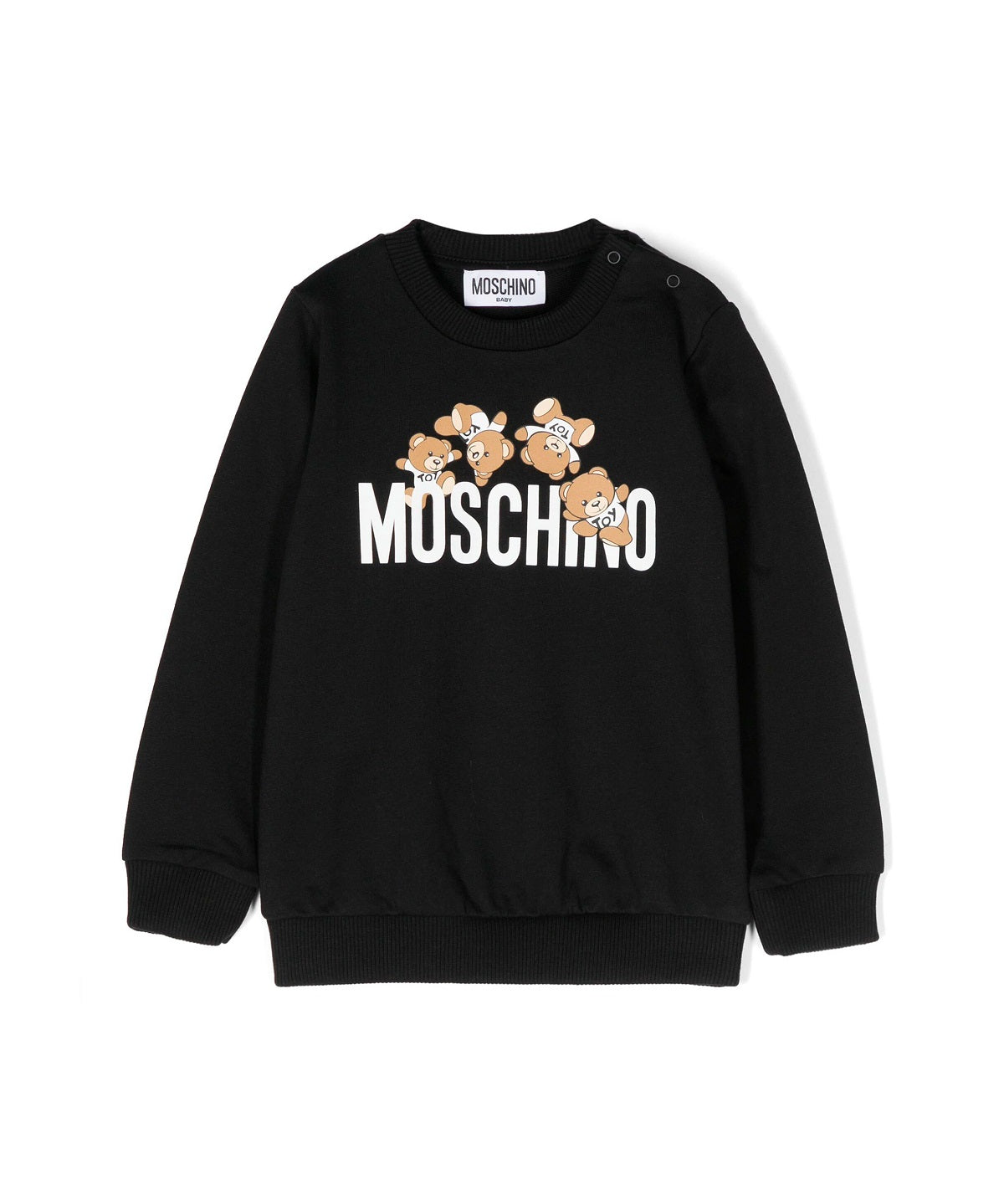 Moschino Kids Felpa Girocollo Nera con Stampa Teddy Bear