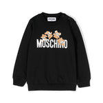 Moschino Kids Felpa Girocollo Nera con Stampa Teddy Bear