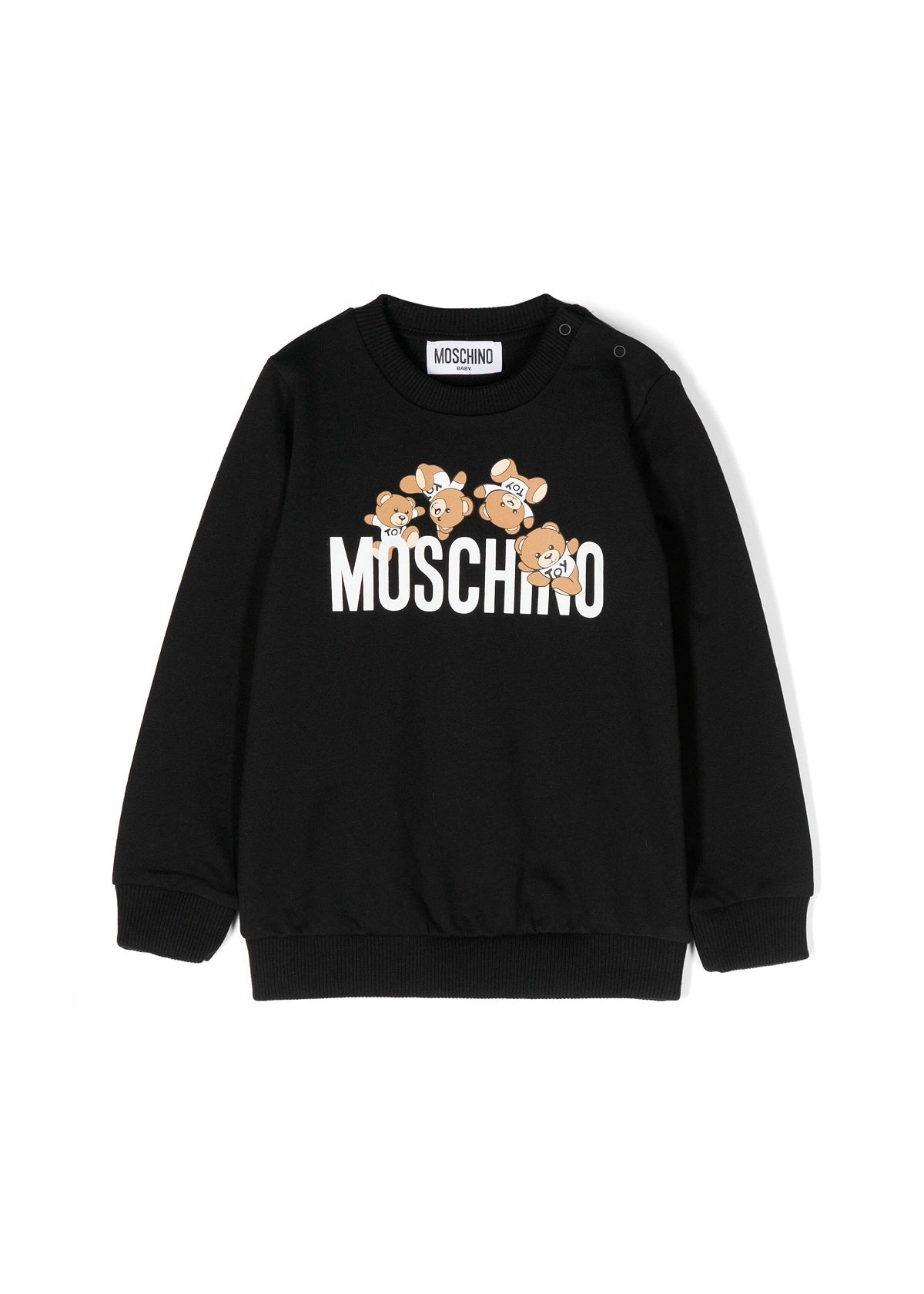 Moschino Kids Felpa Girocollo Nera con Stampa Teddy Bear