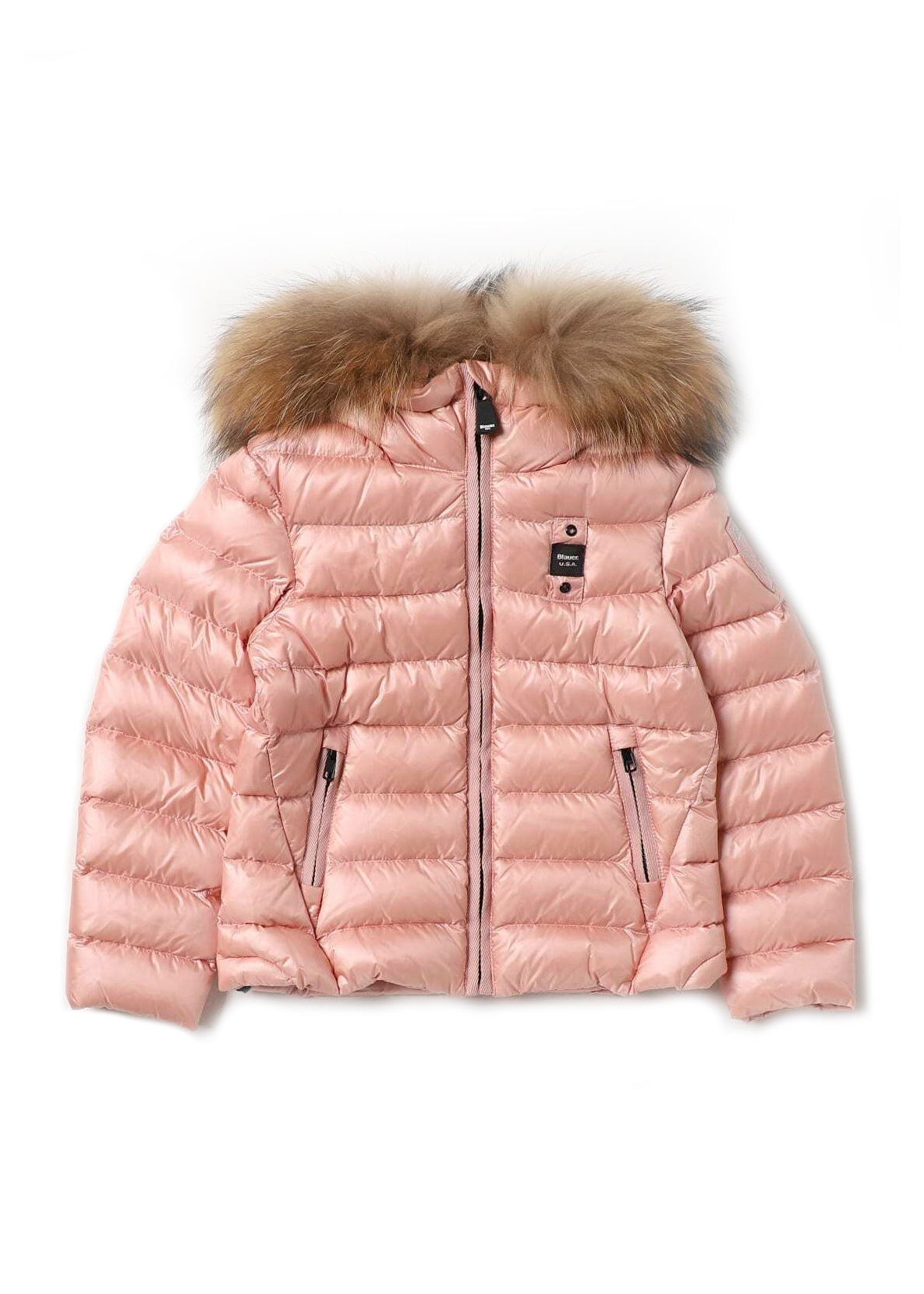 Blauer Kids Piumino Imbottito con Pelliccia Rosa