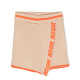 MSGM Kids Asymmetrical Short Skirt Beige