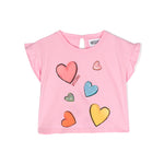 Moschino Kids T-Shirt Rosa con Stampa Cuori per Neonate