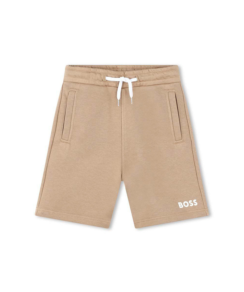 Boss Kids Short Beige con Stampa Logo per Bambini