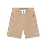 Boss Kids Short Beige con Stampa Logo per Bambini
