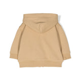 Moschino Kids Felpa Zip e Cappuccio Beige per Neonati