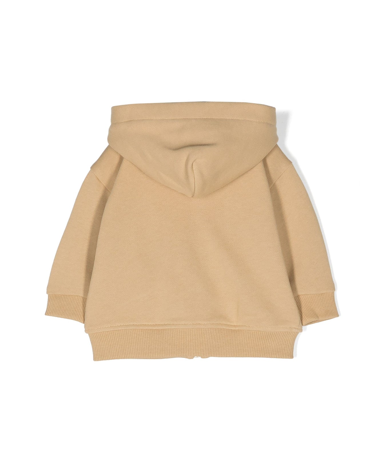 Moschino Kids Felpa Zip e Cappuccio Beige per Neonati