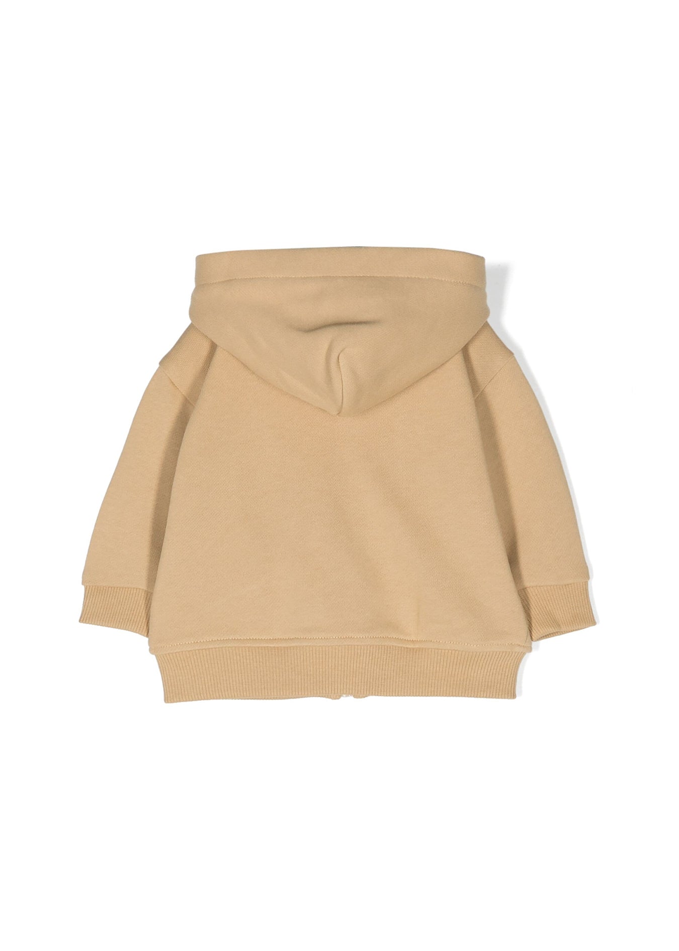 Moschino Kids Felpa Zip e Cappuccio Beige per Neonati