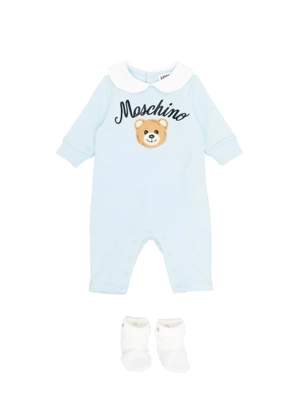 Tutina Celeste con Teddy Bear: Eleganza e Dolcezza per i Bambini di Moschino Kids