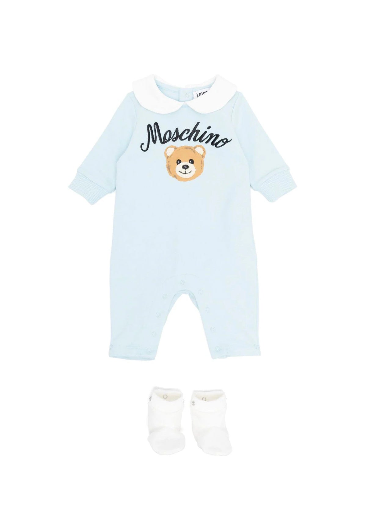 Tutina Celeste con Teddy Bear: Eleganza e Dolcezza per i Bambini di Moschino Kids