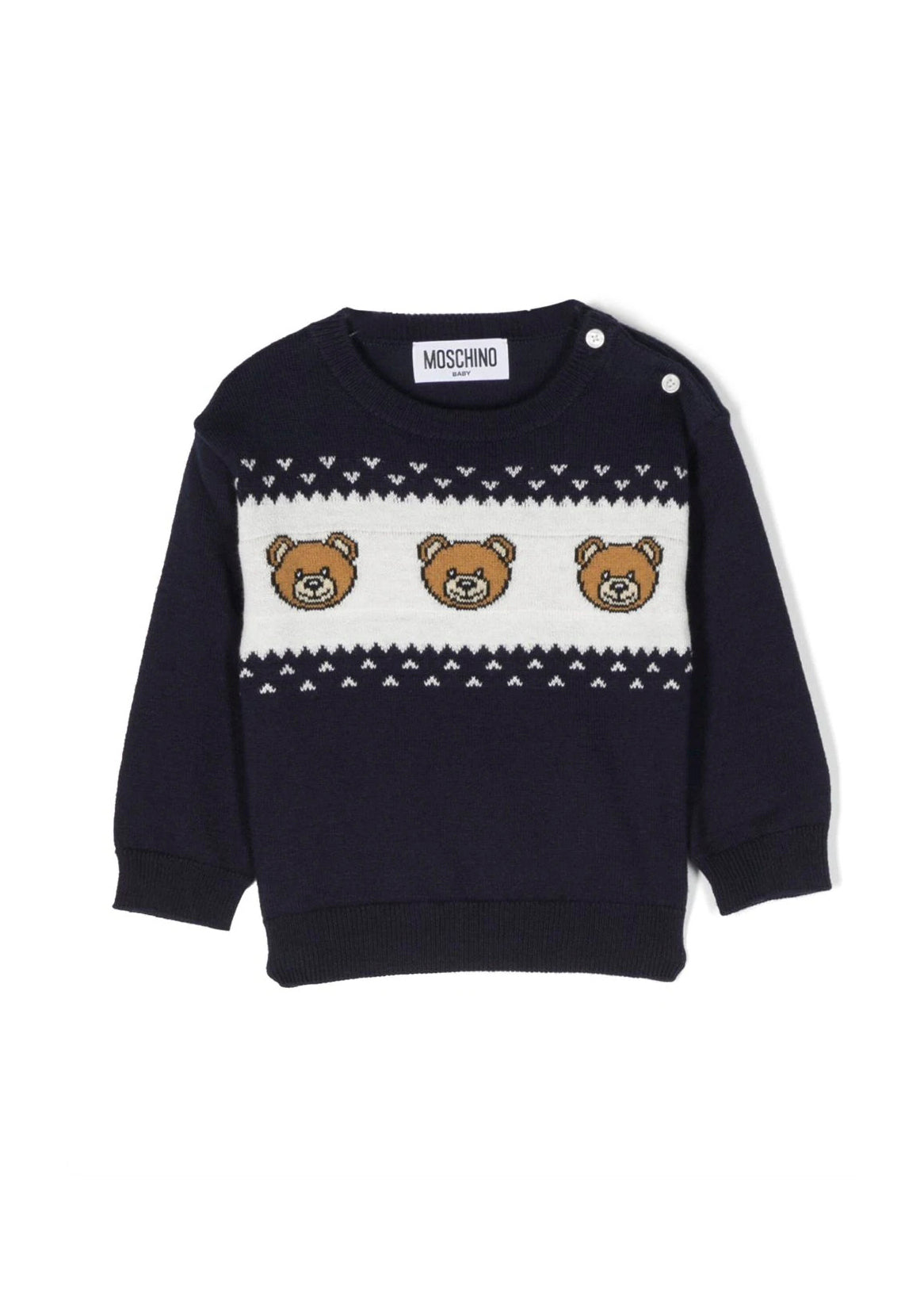 Maglione Blu Navy Moschino Kids: Lusso Giocoso e Stile Senza Tempo