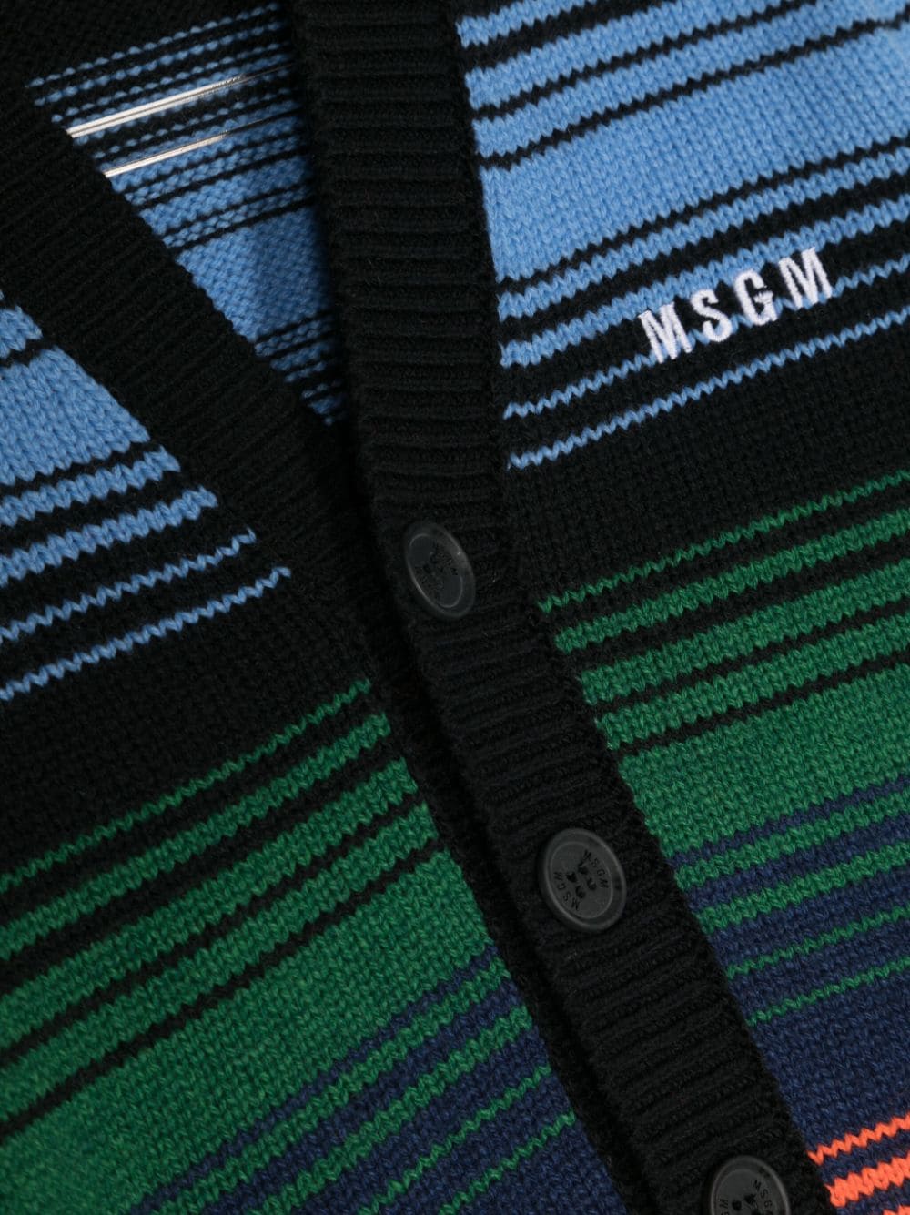 MSGM Kids Wool Blend Cardigan with V-Neck Multicolor