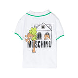 Moschino Kids Polo Bianca con Stampa per Neonati