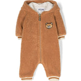 Tutina Moschino Kids Color Caramello con Cappuccio Teddy: Comfort e Stile per il Tuo Bambino