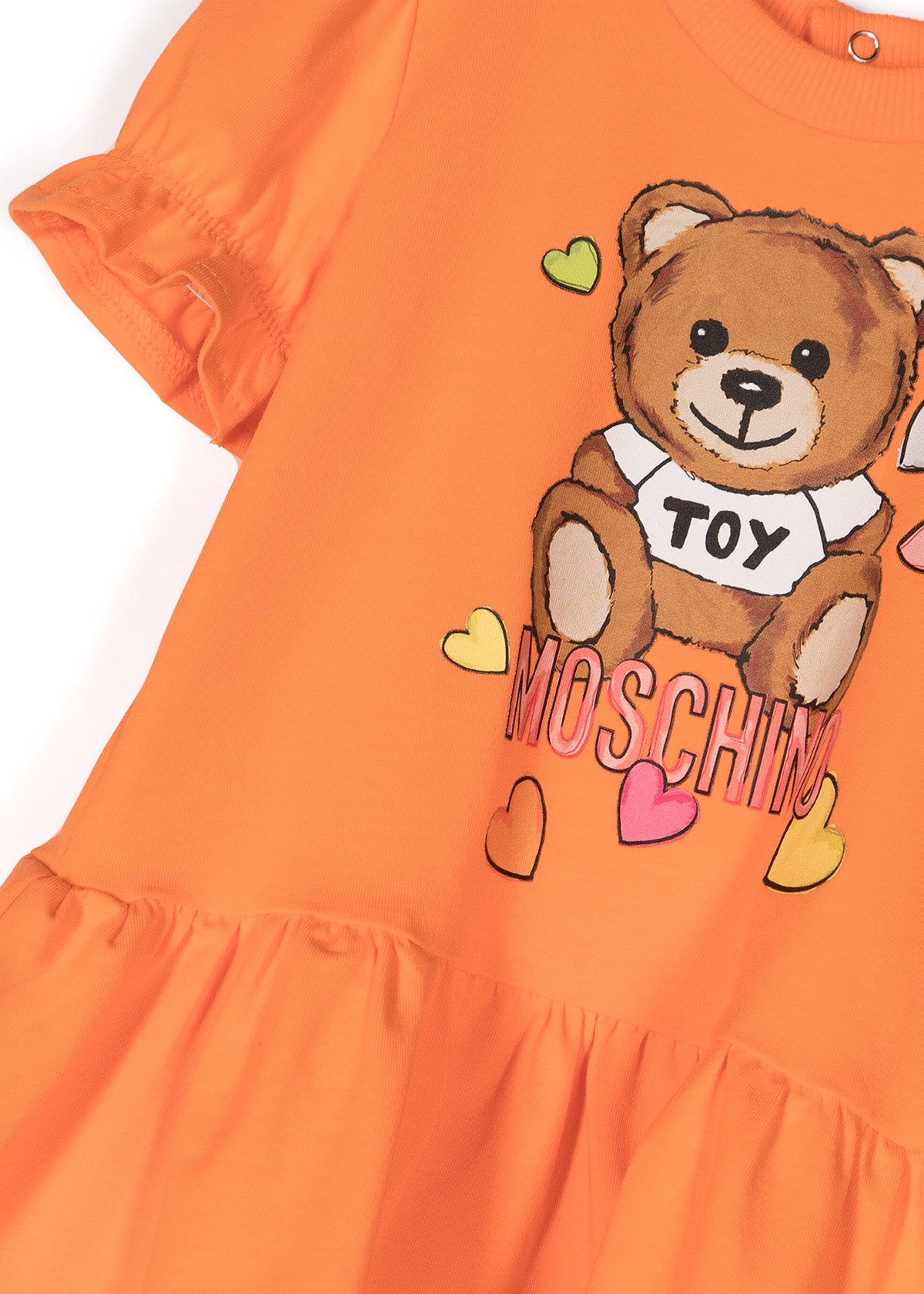 Moschino Kids Abito Arancione con Stampa Teddy Bear per Neonate