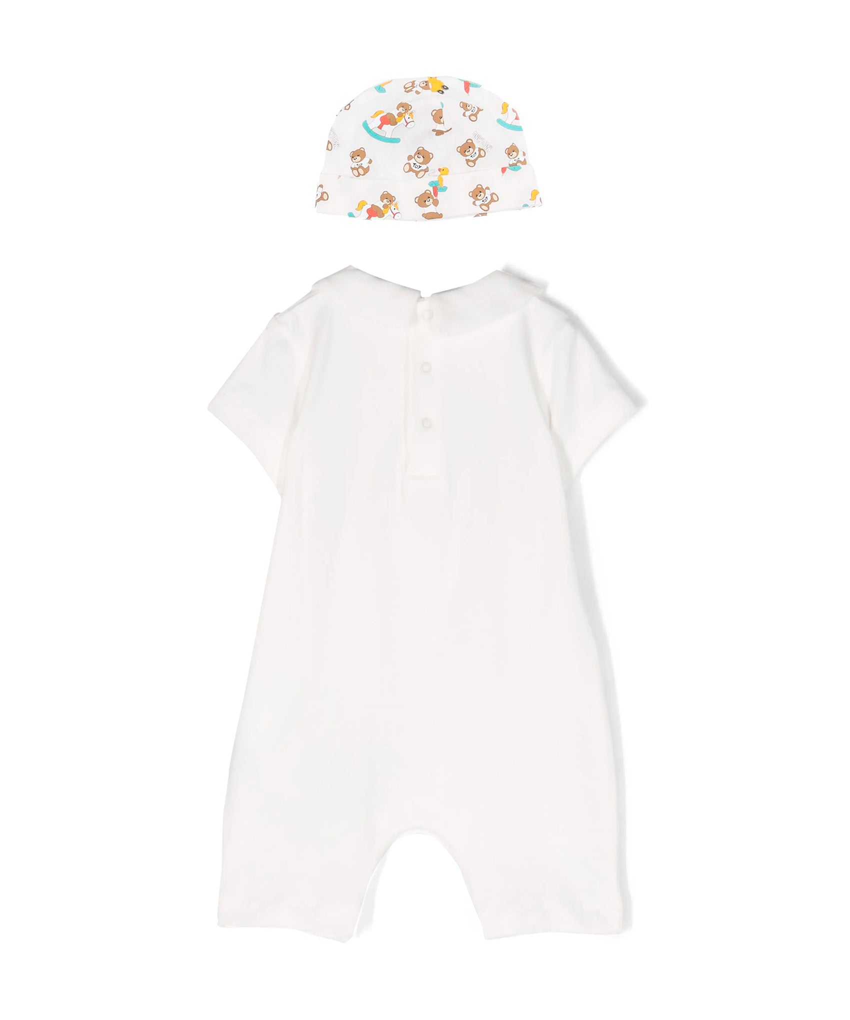 Moschino Kids Pagliacetto con Berretto Panna Teddy Bear