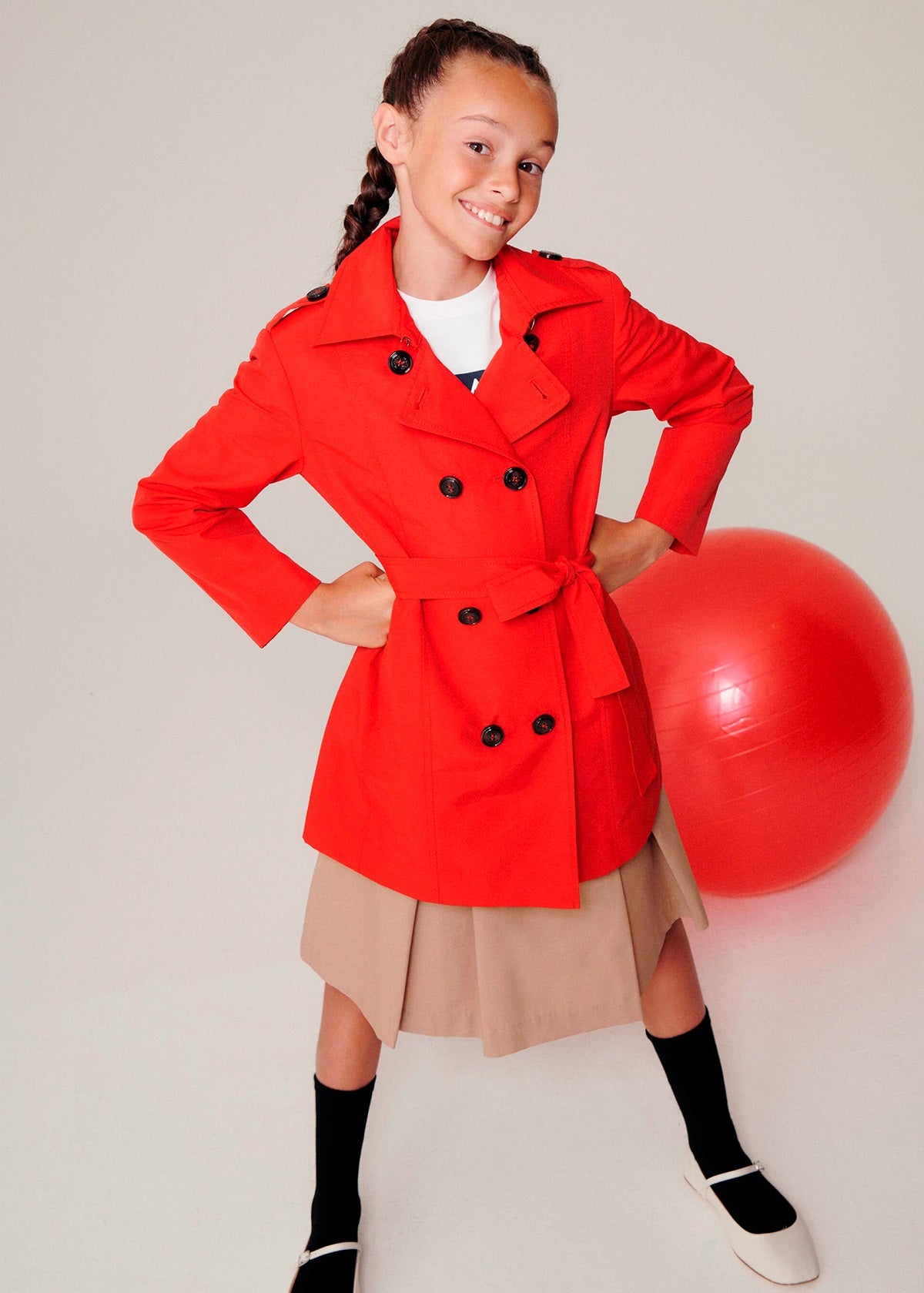 Max & Co Kids Trench Doppiopetto Rosso con Cintura