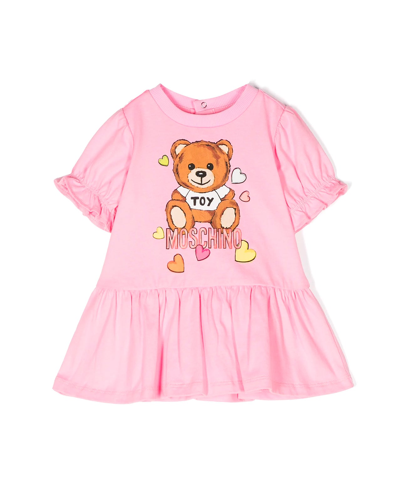 Moschino Kids Abito Rosa Teddy Bear Plepum per Neonate