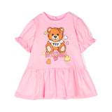 Moschino Kids Abito Rosa Teddy Bear Plepum per Neonate