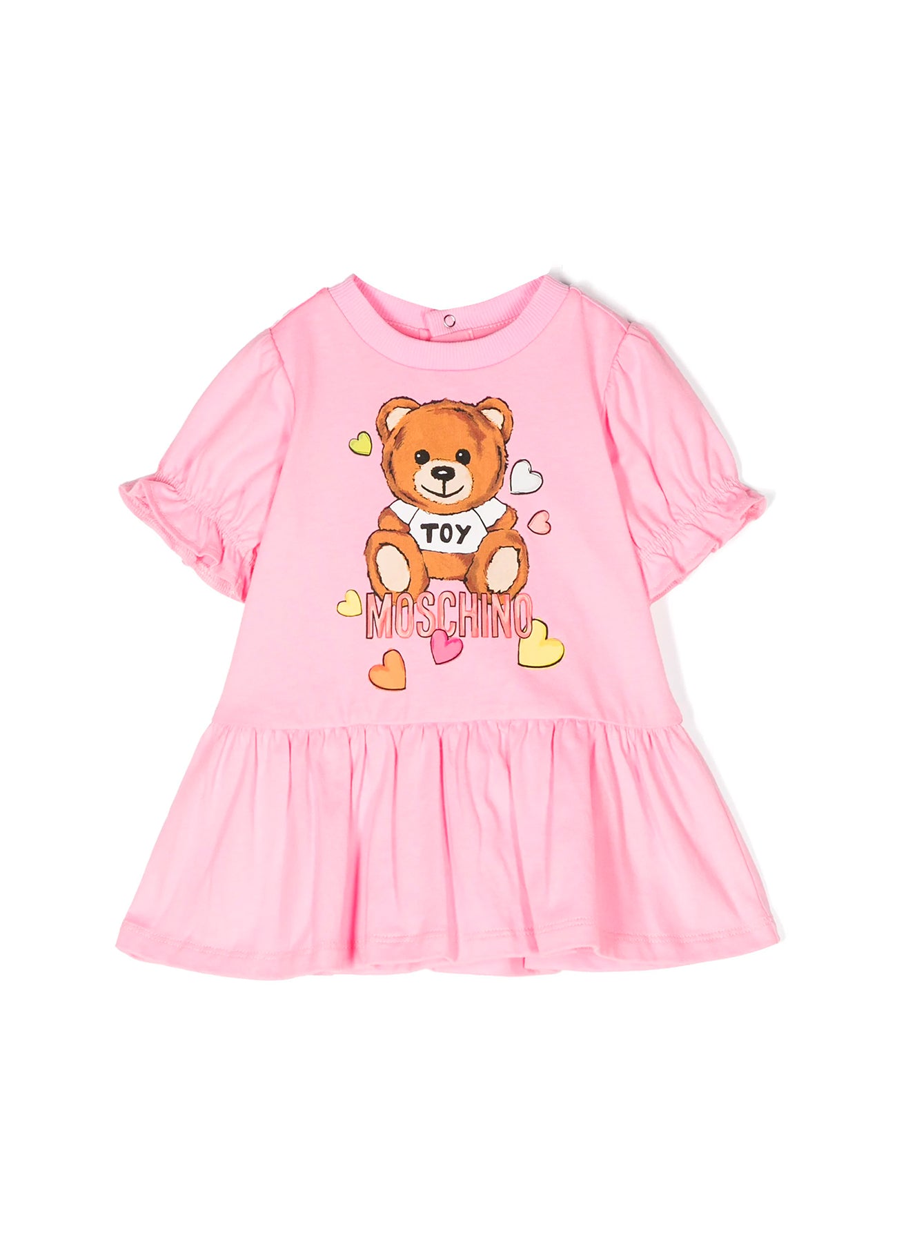 Moschino Kids Abito Rosa Teddy Bear Plepum per Neonate