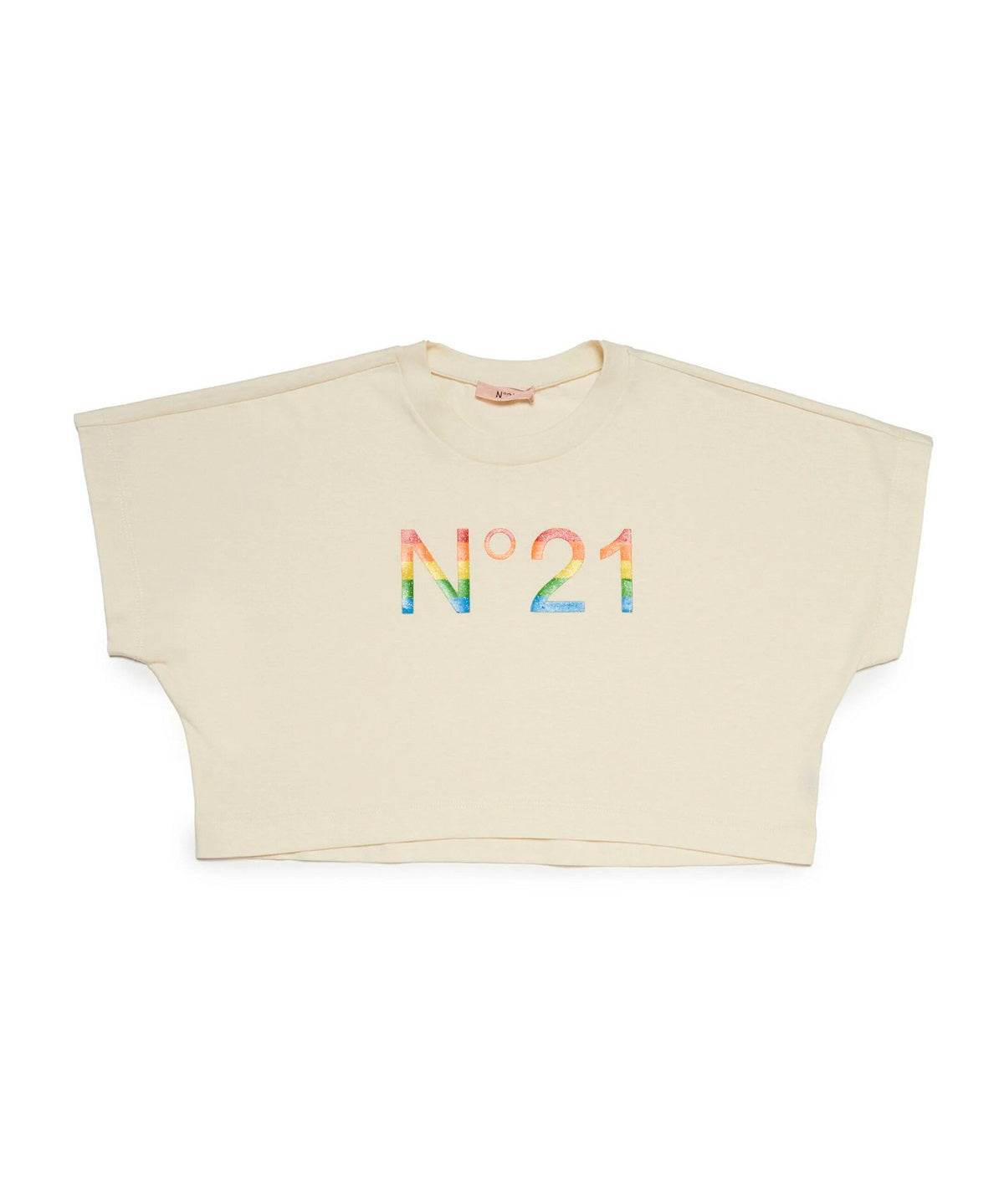 N°21 Kids T-Shirt Paglino Cropped con Logo Multicolor