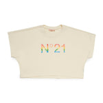 N°21 Kids T-Shirt Paglino Cropped con Logo Multicolor