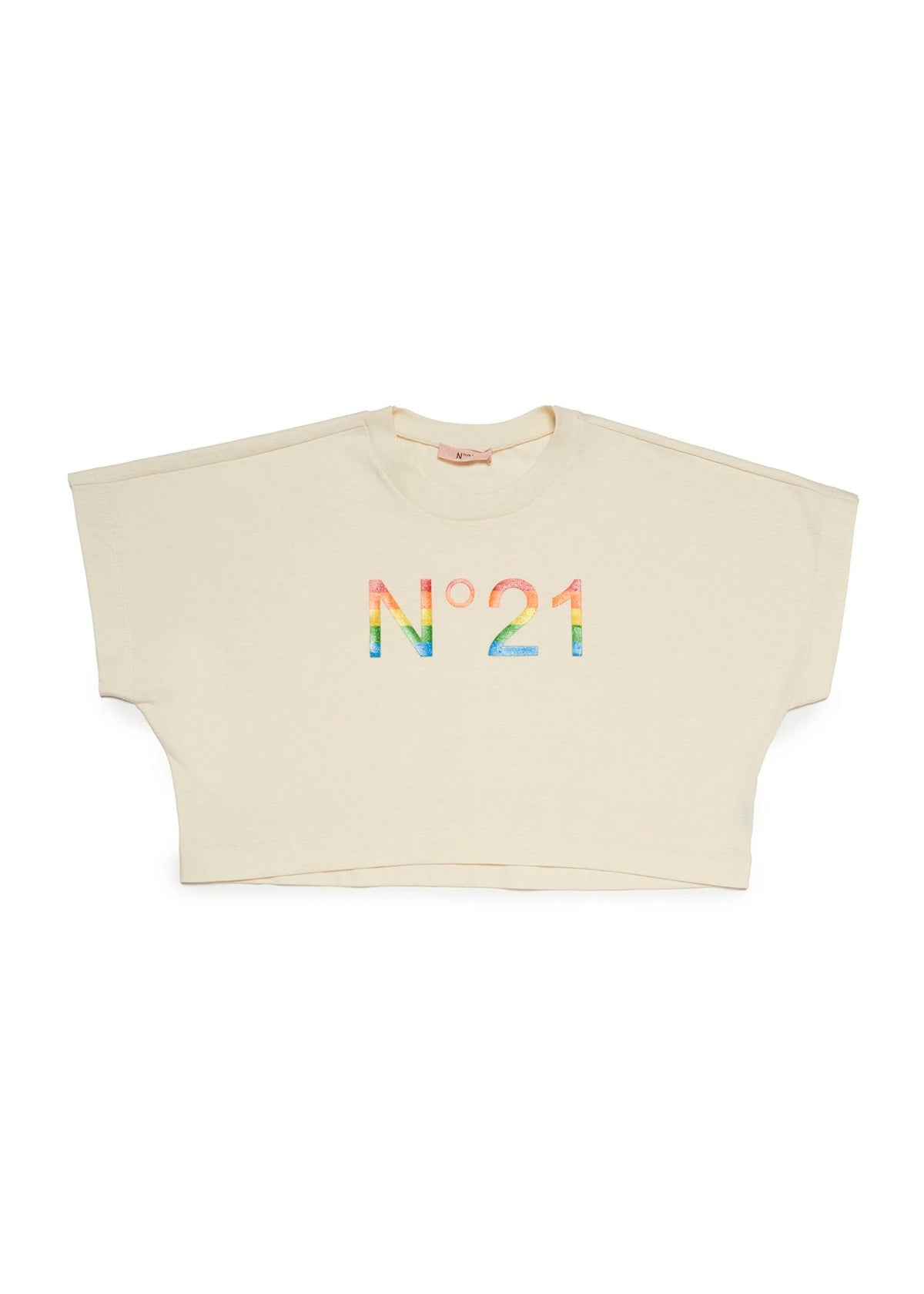 N°21 Kids T-Shirt Paglino Cropped con Logo Multicolor