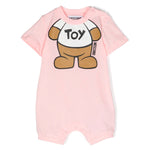 Moschino Kids Pagliaccetto Rosa con Stampa Teddy Bear