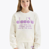Felpa Girocollo Logo Pastel Diadora Kids Crema: Comfort e Stile per le Piccole Fashioniste