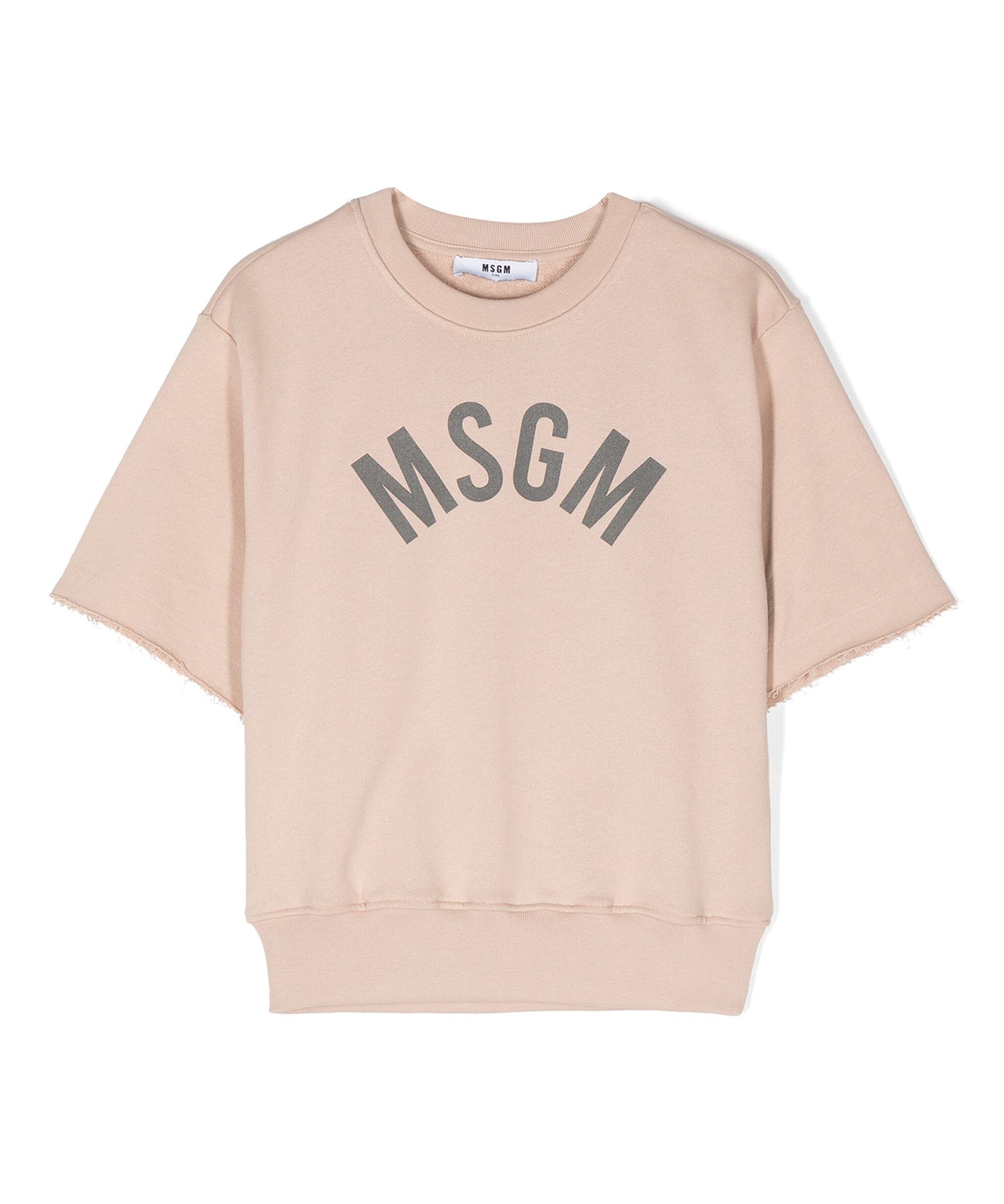 MSGM Kids Felpa Girocollo Beige a Maniche Corte