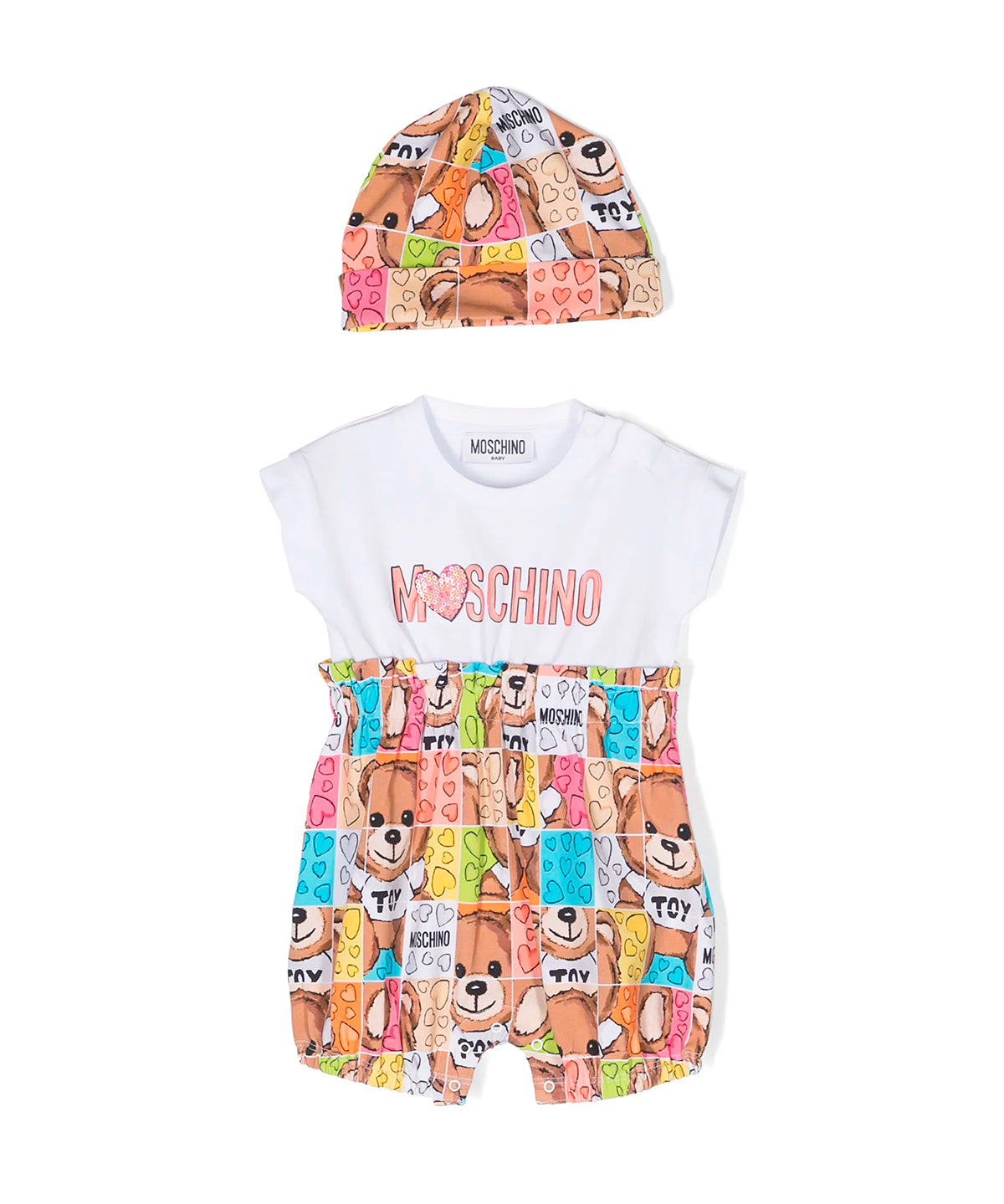 Moschino Kids Pagliaccetto con Berretto Stampa Fumetti