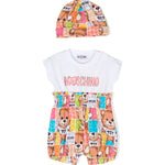 Moschino Kids Pagliaccetto con Berretto Stampa Fumetti