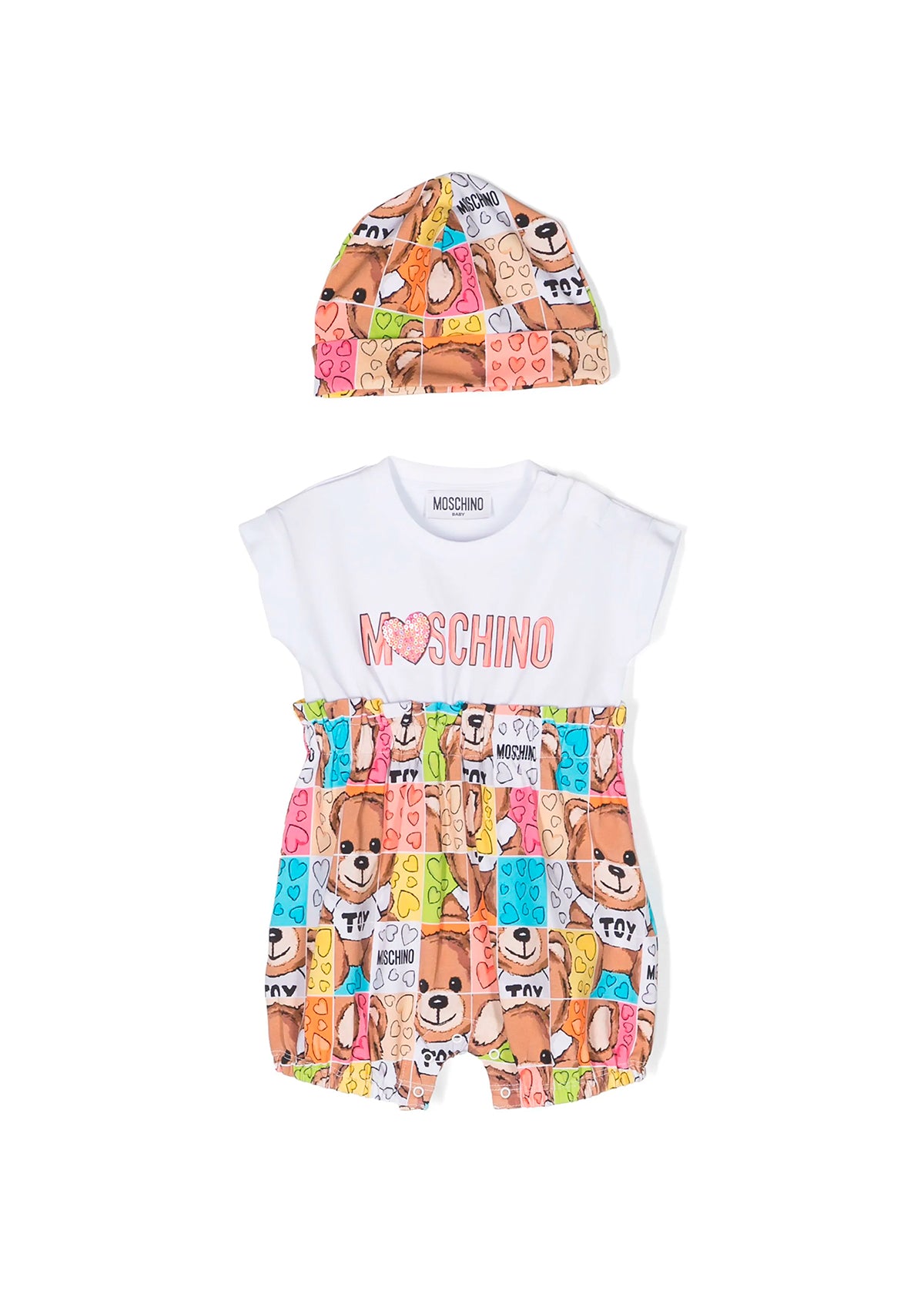 Moschino Kids Pagliaccetto con Berretto Stampa Fumetti