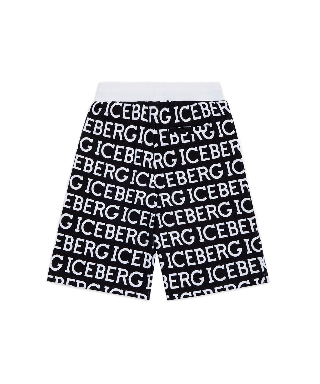 Iceberg Kids Bermuda in Felpa Nero con Logo All-over per Bambini retro