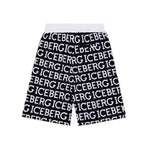 Iceberg Kids Bermuda in Felpa Nero con Logo All-over per Bambini retro