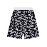 Iceberg Kids Bermuda in Felpa Nero con Logo All-over per Bambini retro