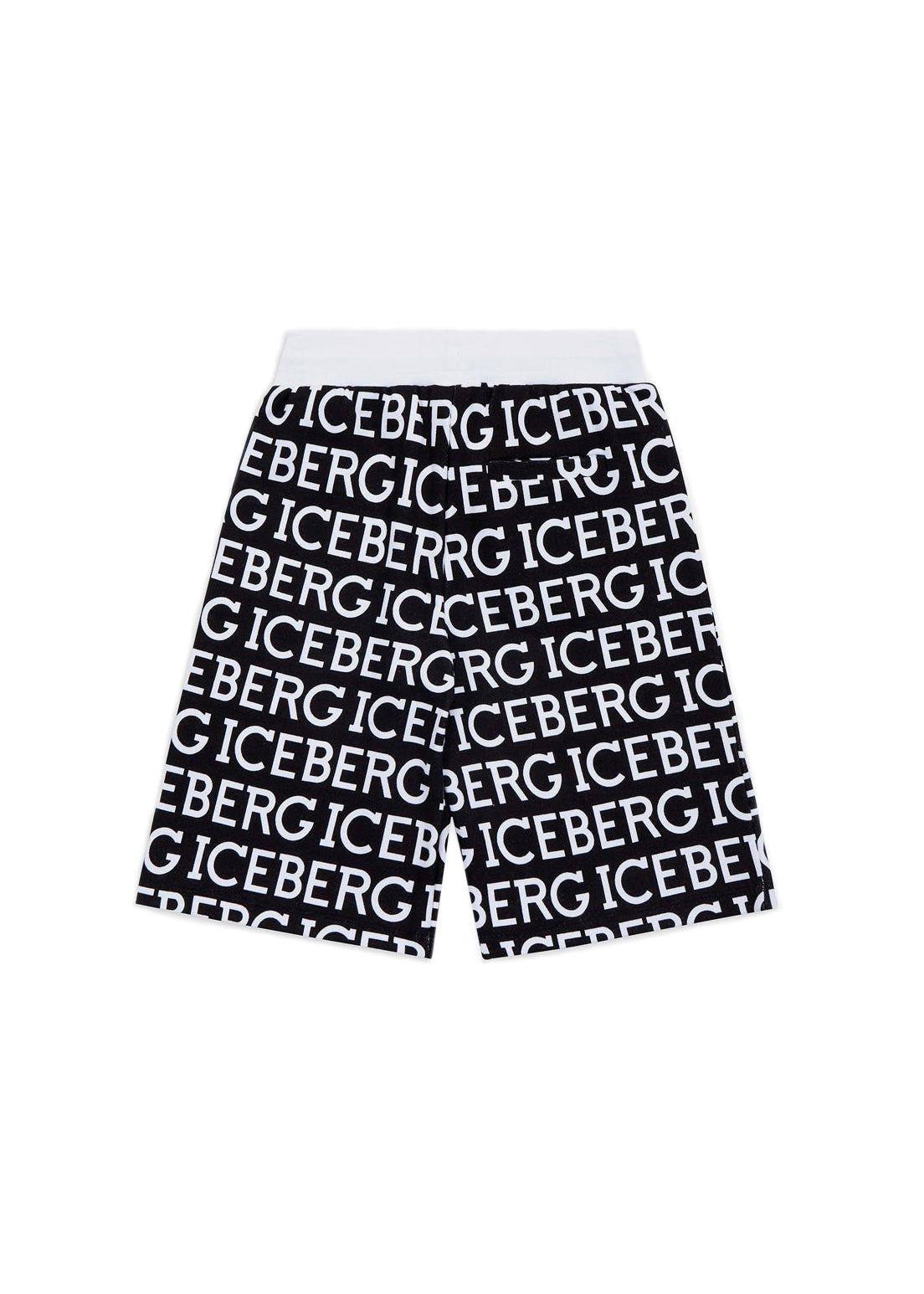 Iceberg Kids Bermuda in Felpa Nero con Logo All-over per Bambini retro