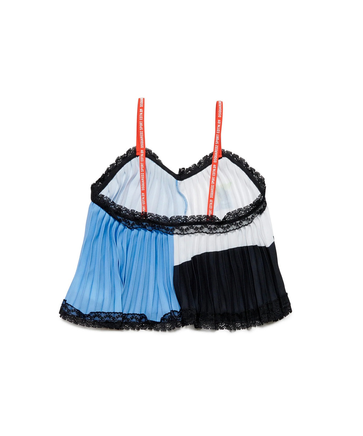 Dsquared2 Kids Top in Plissé Colorblock con Orli di Pizzo
