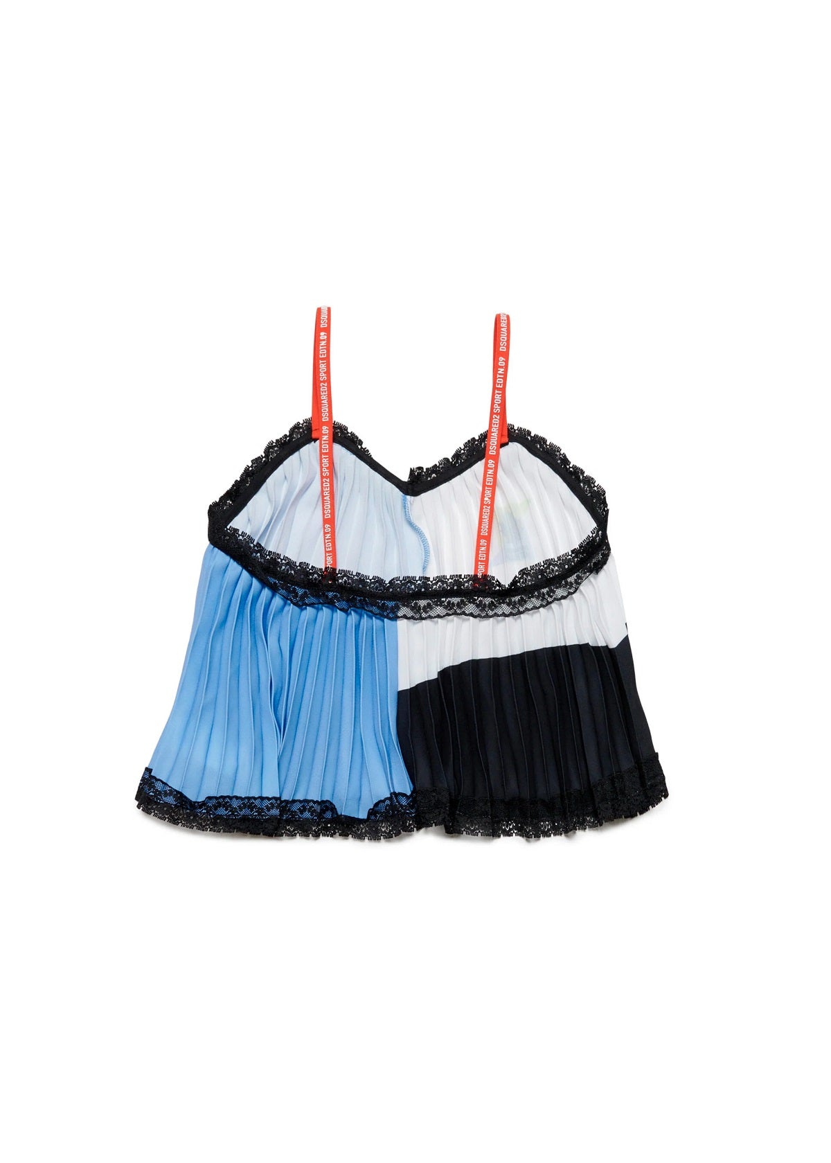Dsquared2 Kids Top in Plissé Colorblock con Orli di Pizzo