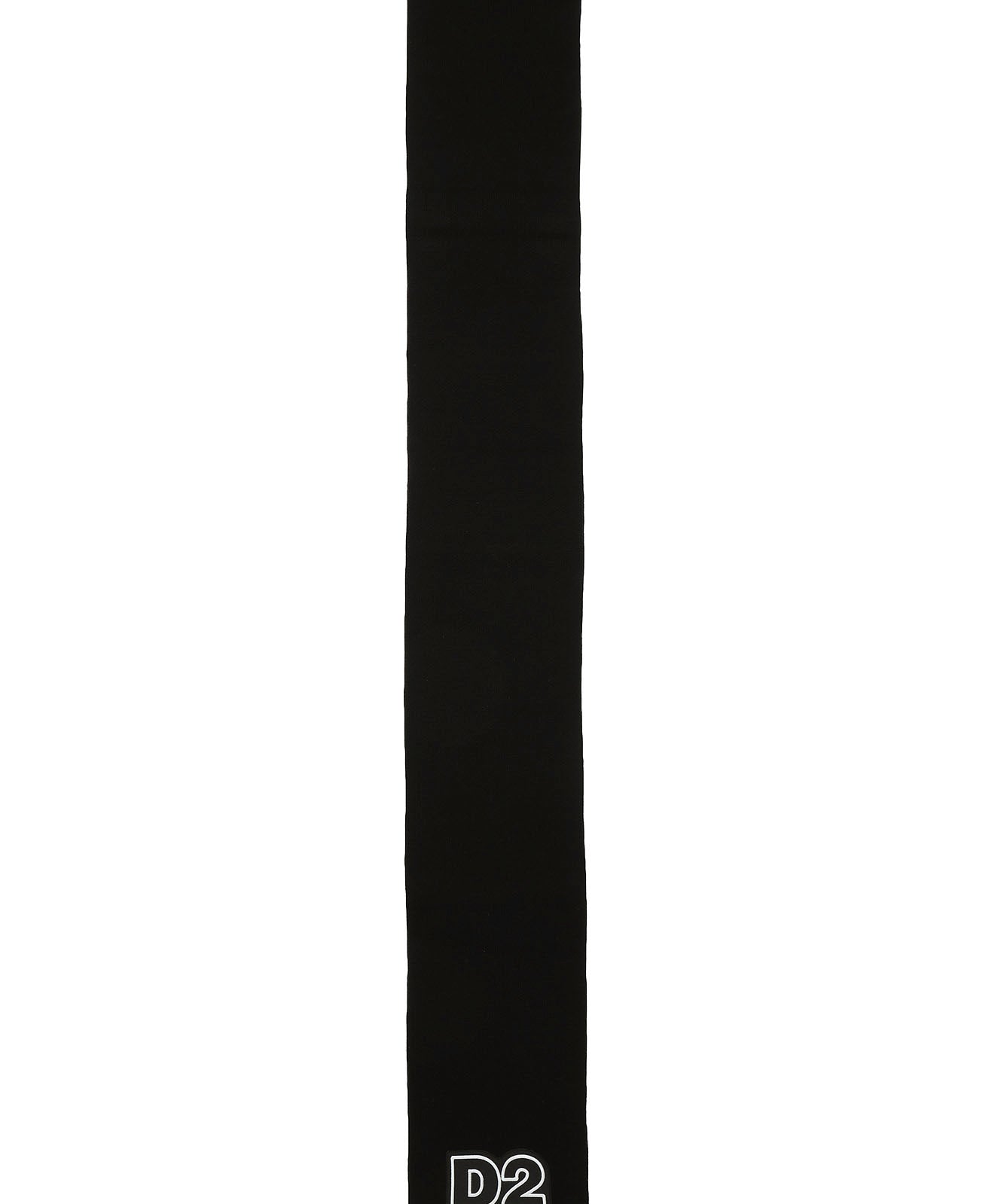 Sciarpa DSquared2 Kids in Misto Lana con Lavorazione a Costine e Applicazione Logo D2 | Colore Nero | Taglia I: 21x160cm, Taglia II: 25x180cm