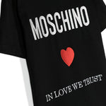 Moschino Kids T-Shirt Nera con Ricamo Cuore per Bambine