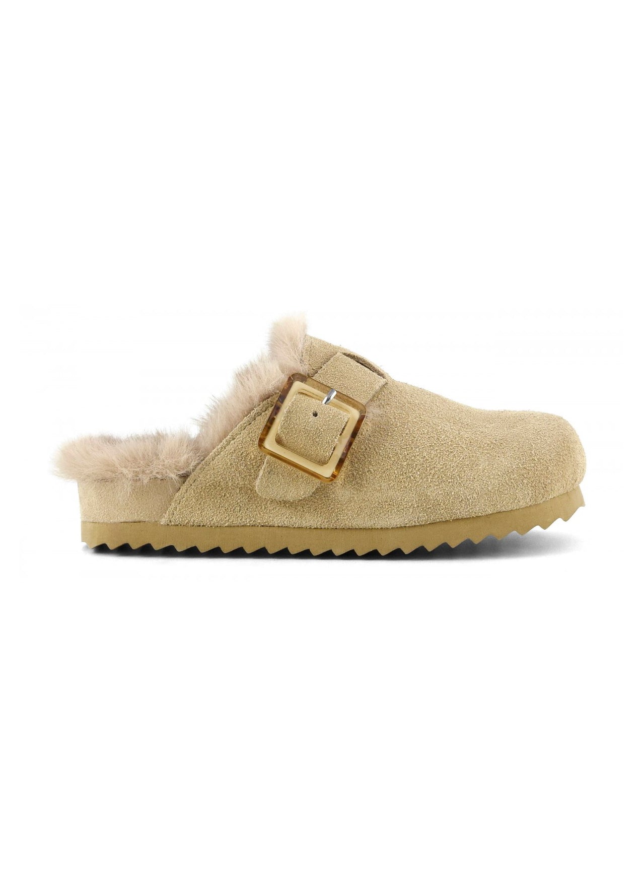 Colors Of California Sabot in Camoscio Beige con Fodera in Pelo