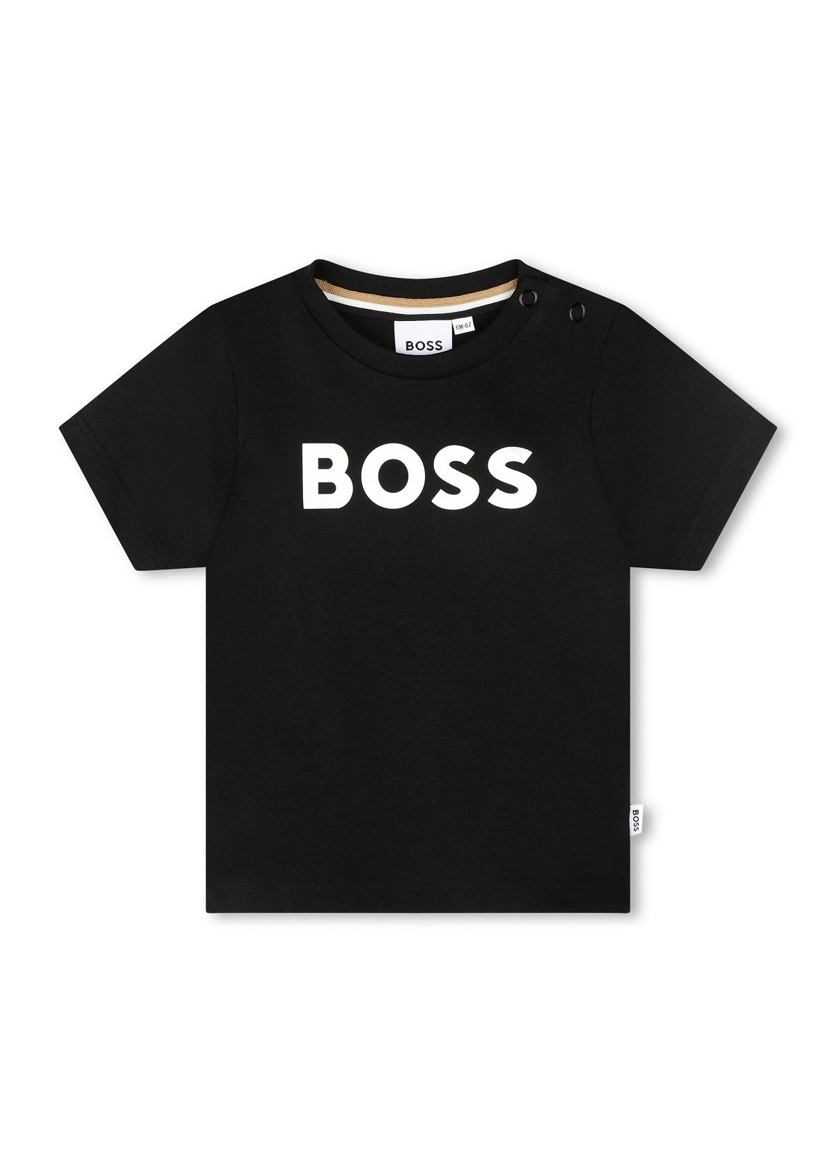 Boss Kids T-Shirt Nera con Stampa Logo per Neonati